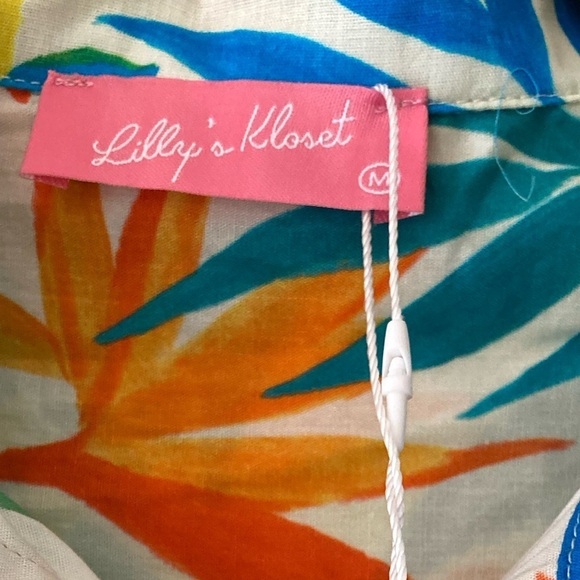 Lilly’s Kloset NWT Floral Hawaiian Print Blouse Top with Contrast Trim - Picture 3 of 11